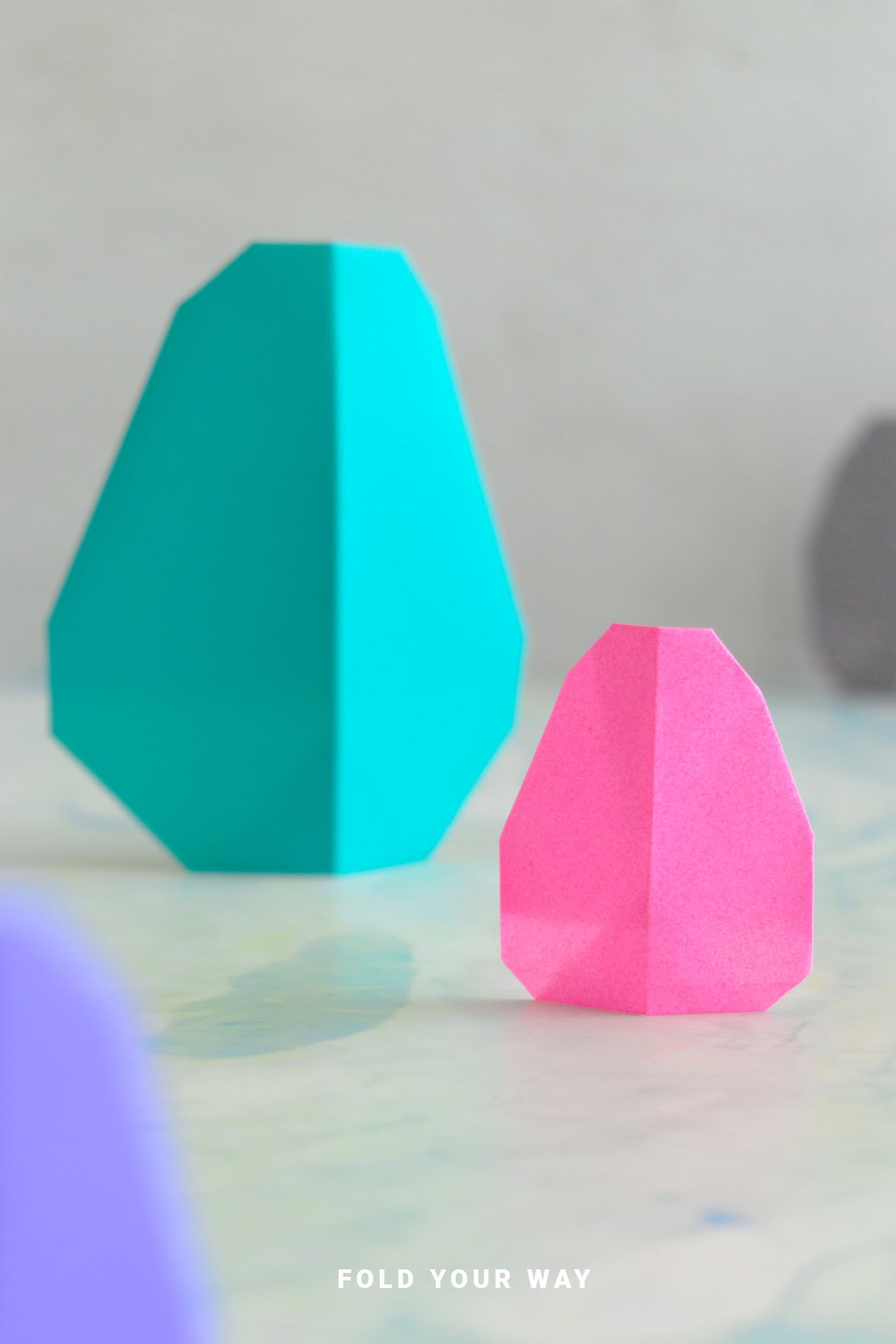 Close up image of origami eggs.