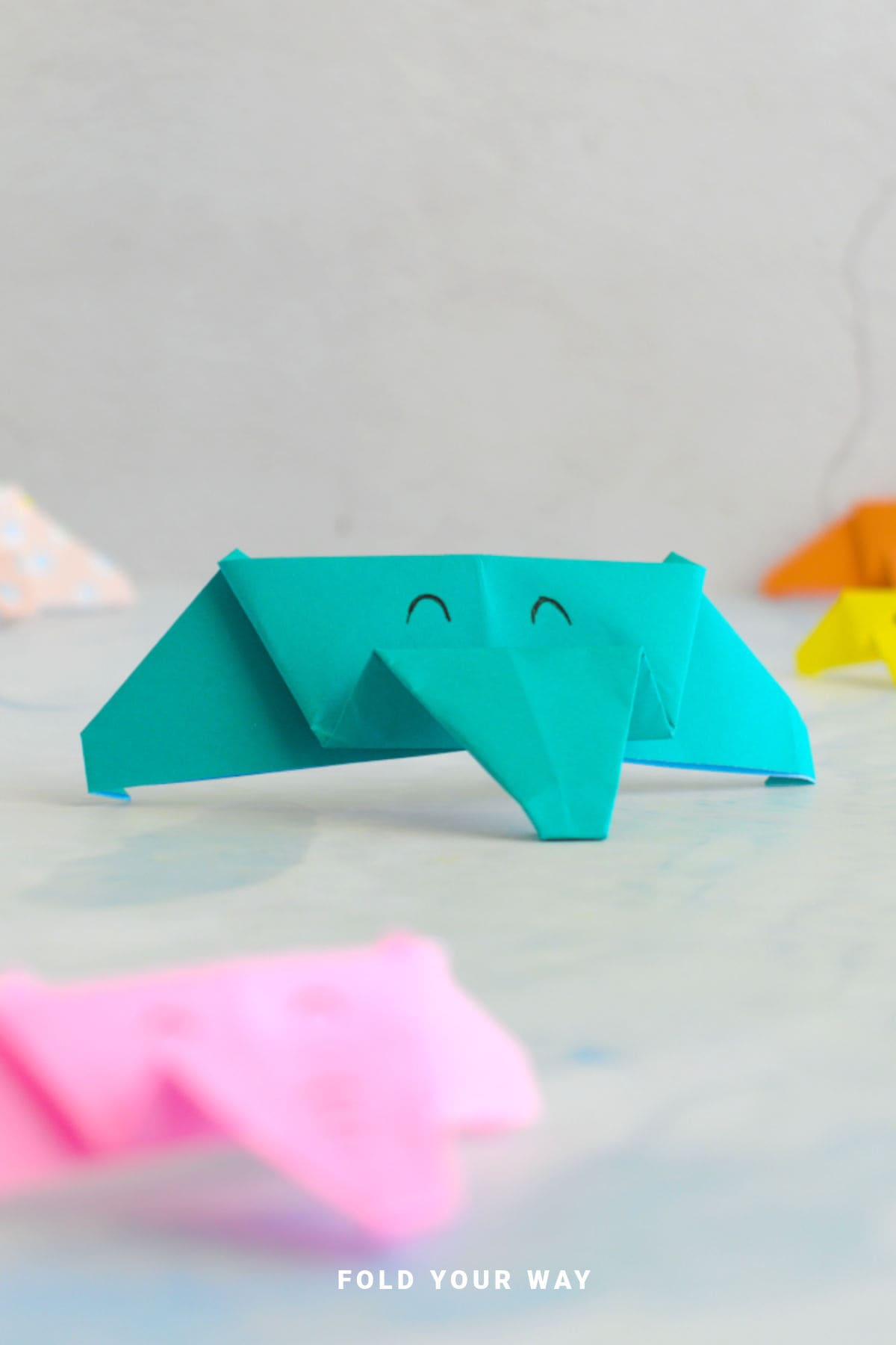 Origami elephant face.