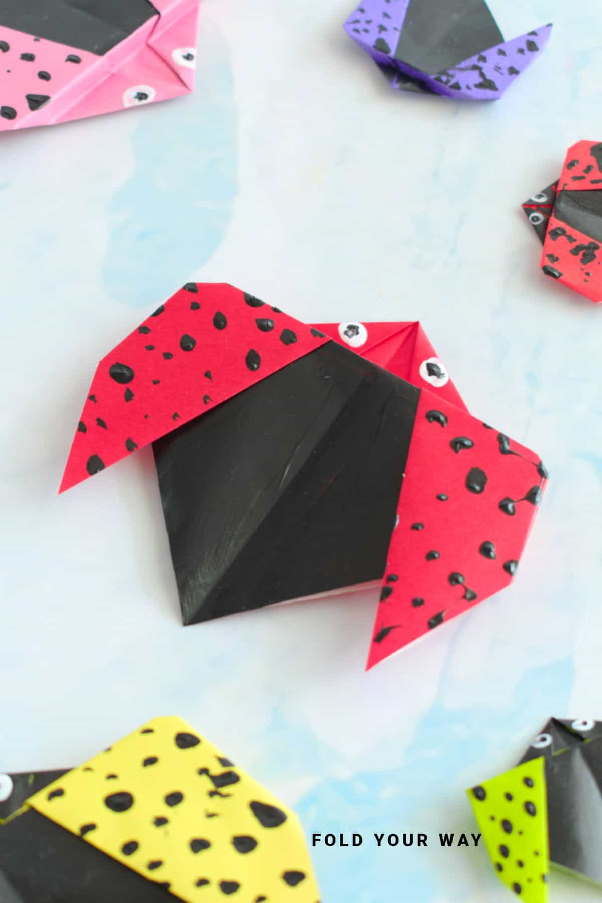 Red origami ladybug.