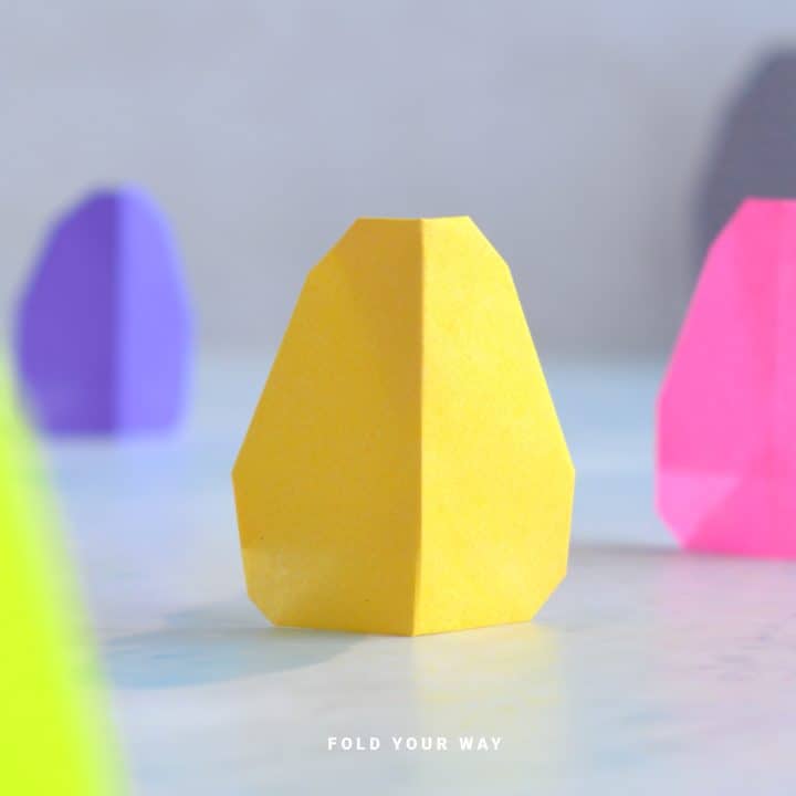 Close up image of an origami egg.