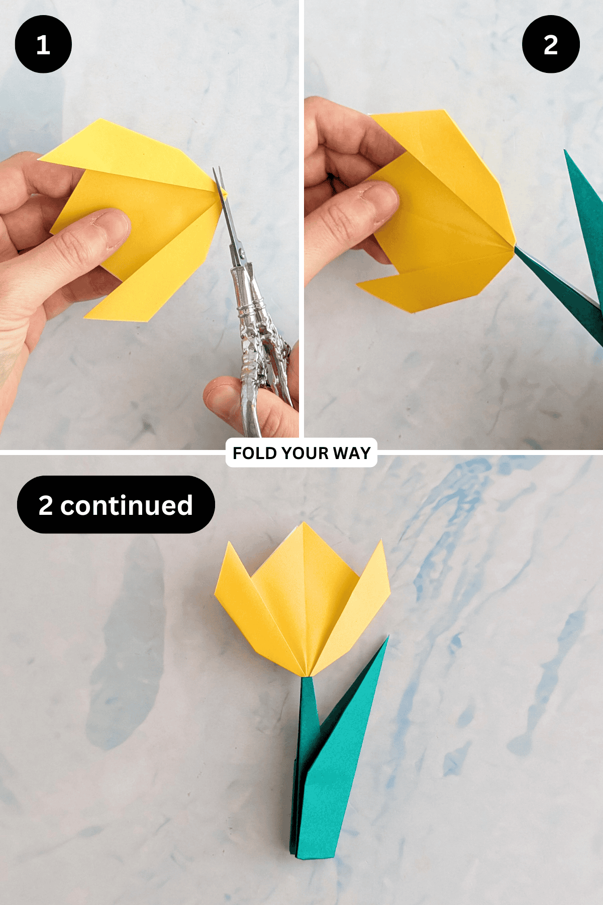Steps 1 to 2 for putting the tulip together.