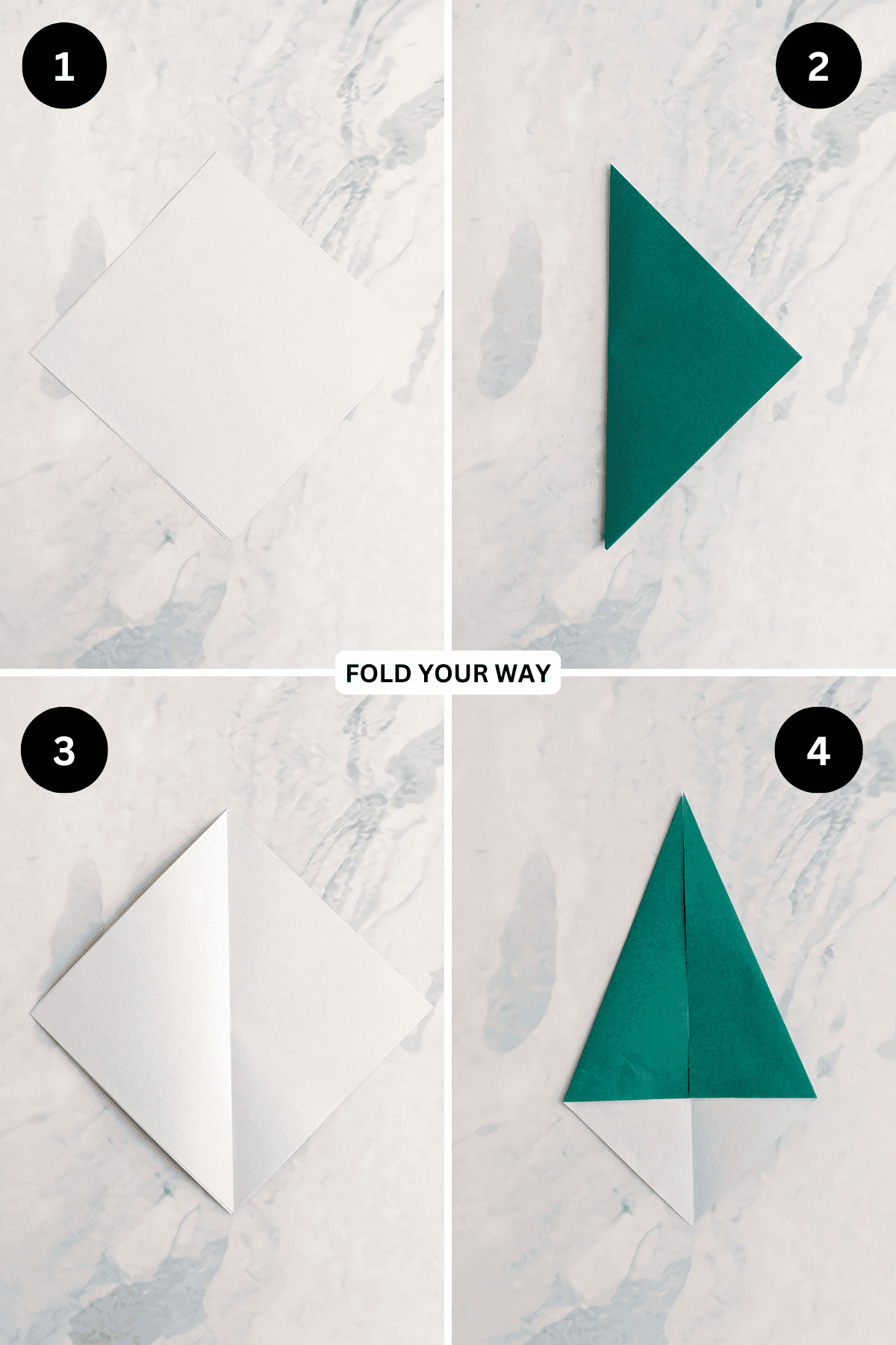 Steps 1 to 4 for making the tulip stem.