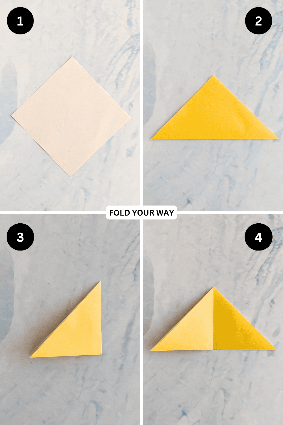 Steps 1 to 4 for making the tulip head.
