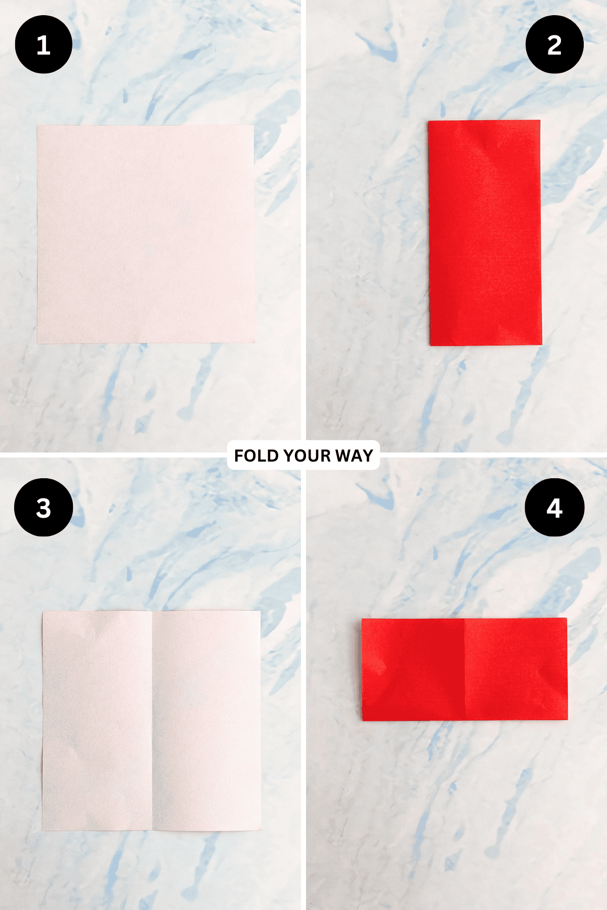 Steps 1 to 4 for making a DIY heart cake toppers.