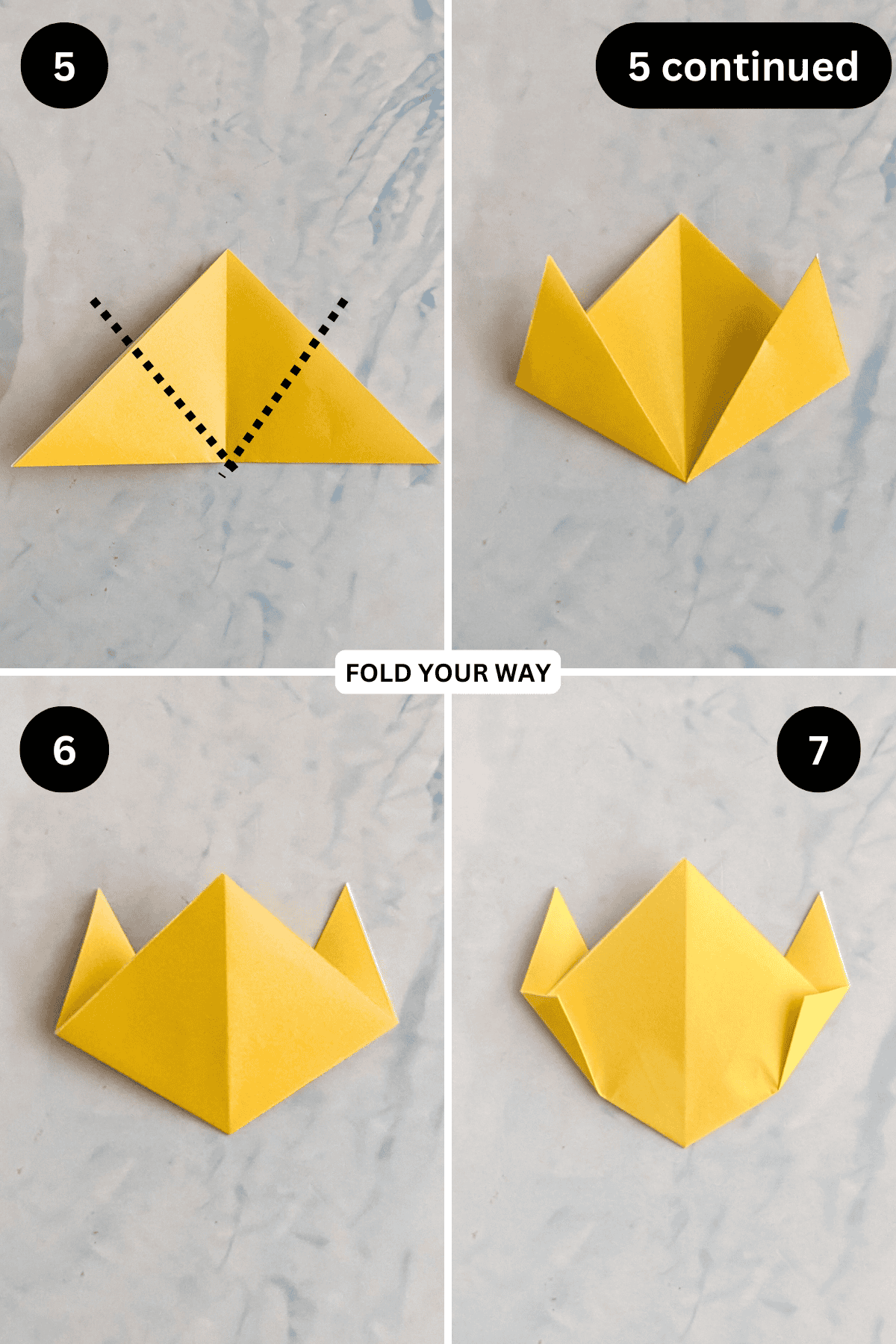 Steps 5 to 7 for making the tulip head.