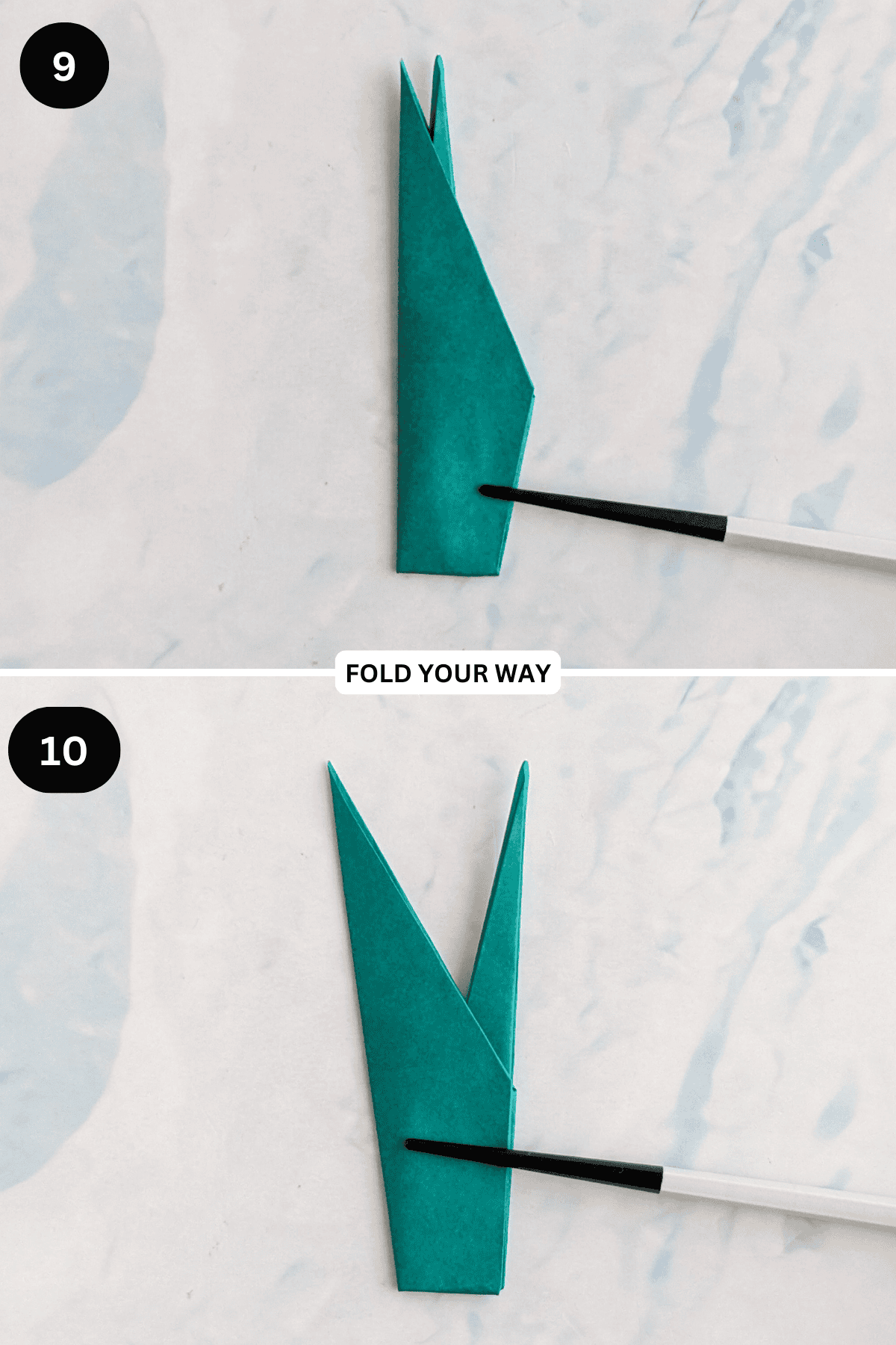 Steps 9 to 10 for making the tulip stem.