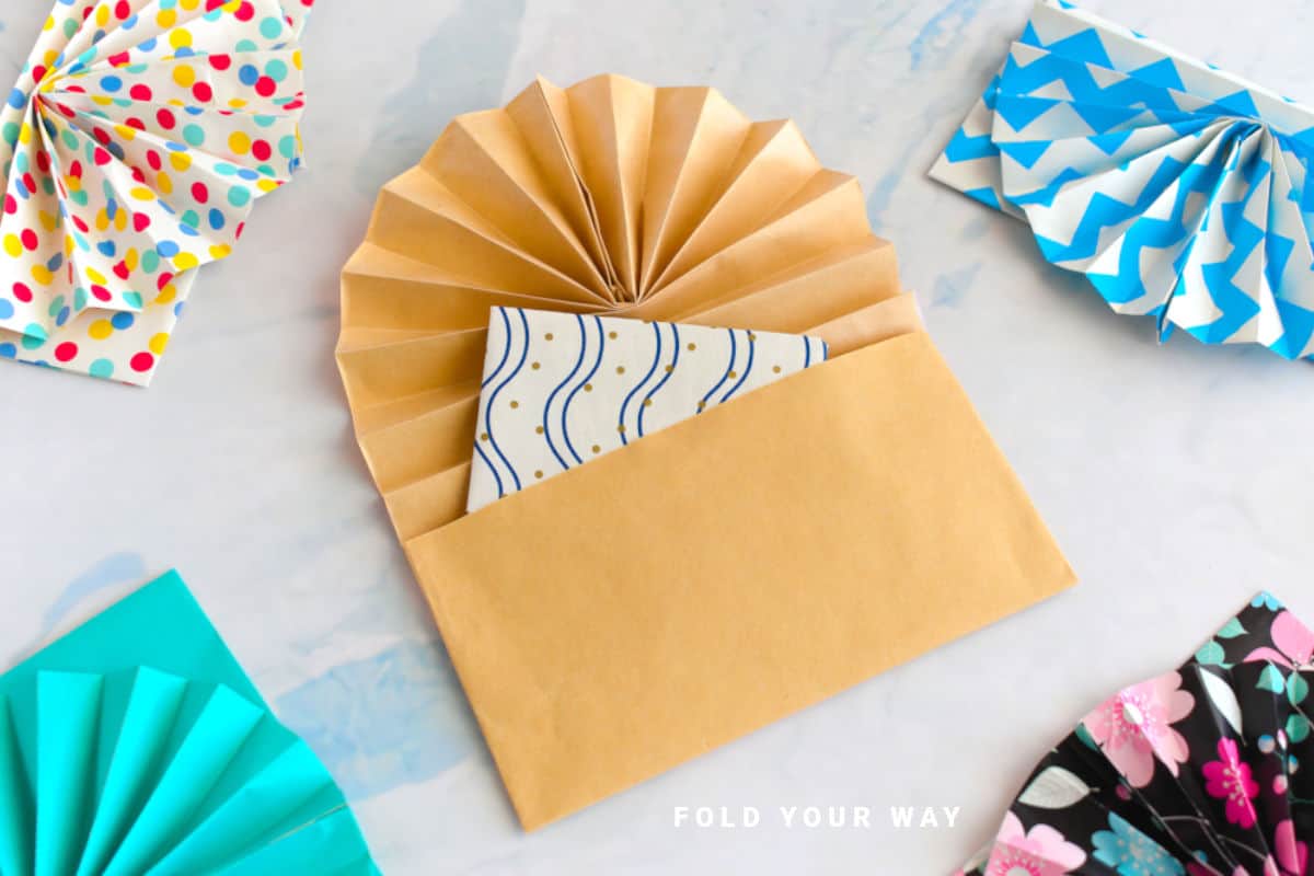 Kraft paper envelope with fan.