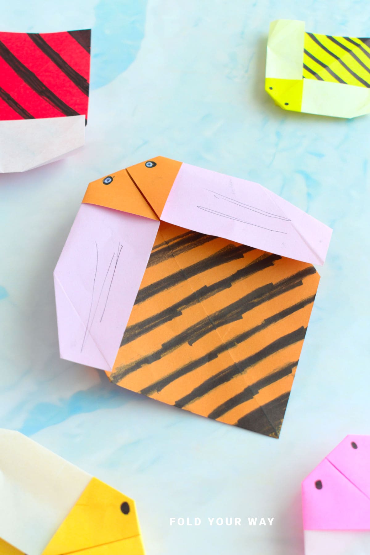 Orange origami bee.