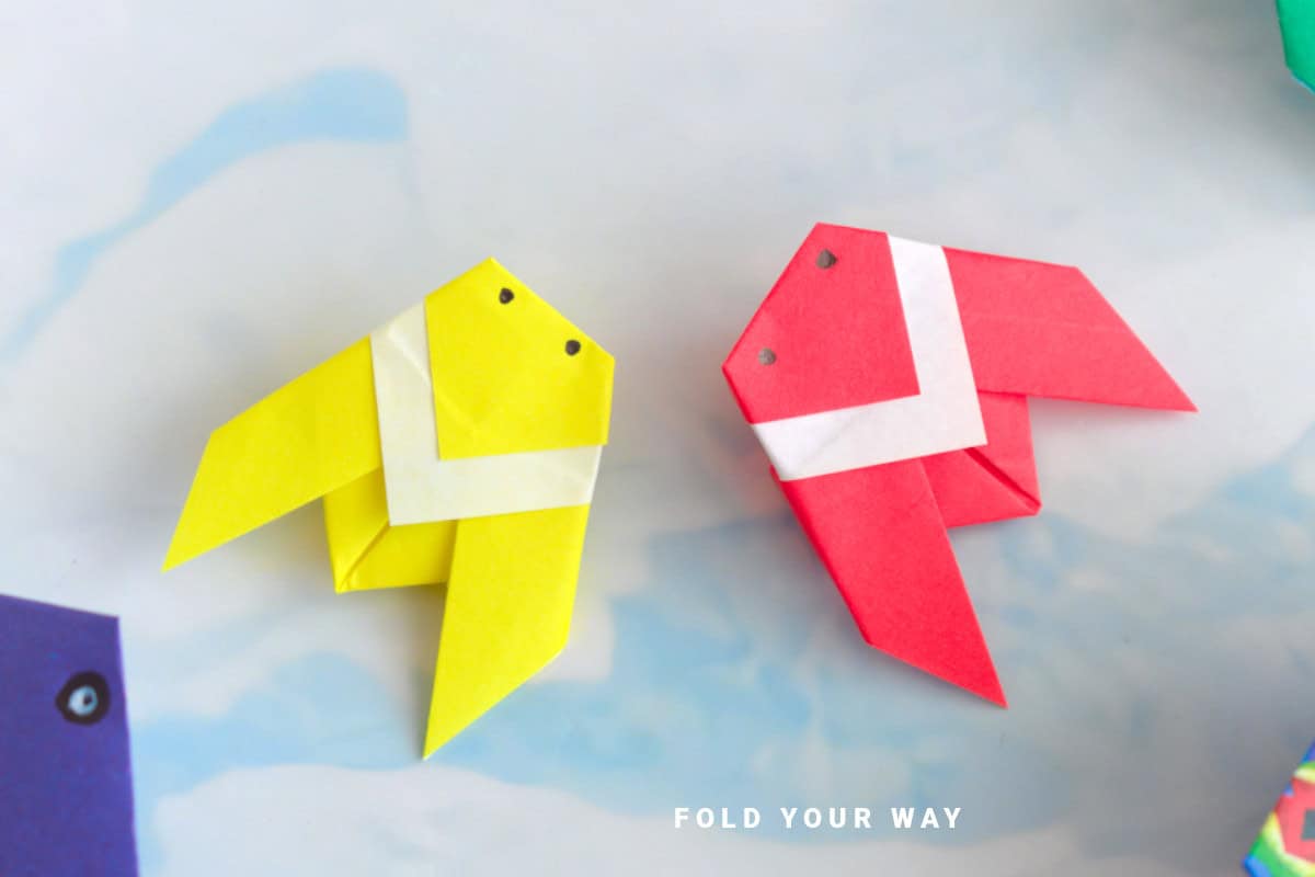 Close up image of origami cicadas.