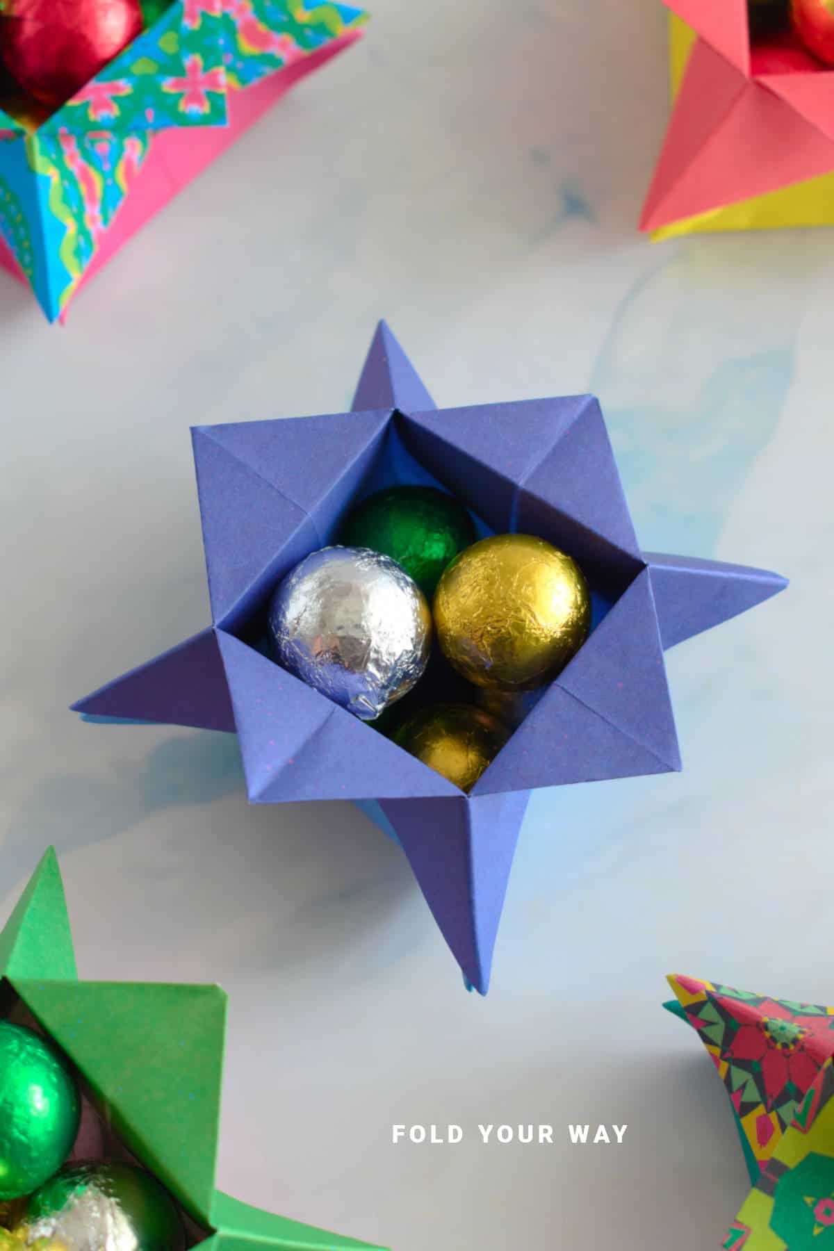 Purple origami star box.