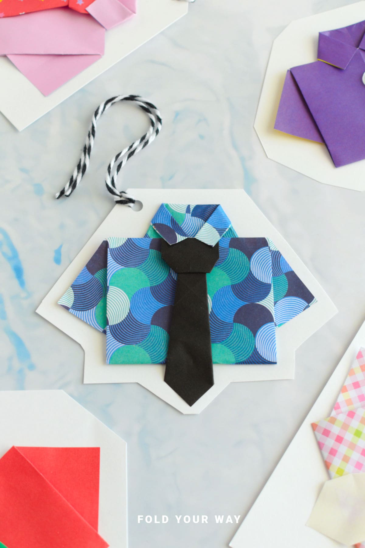 Close up image of a shirt gift tag.