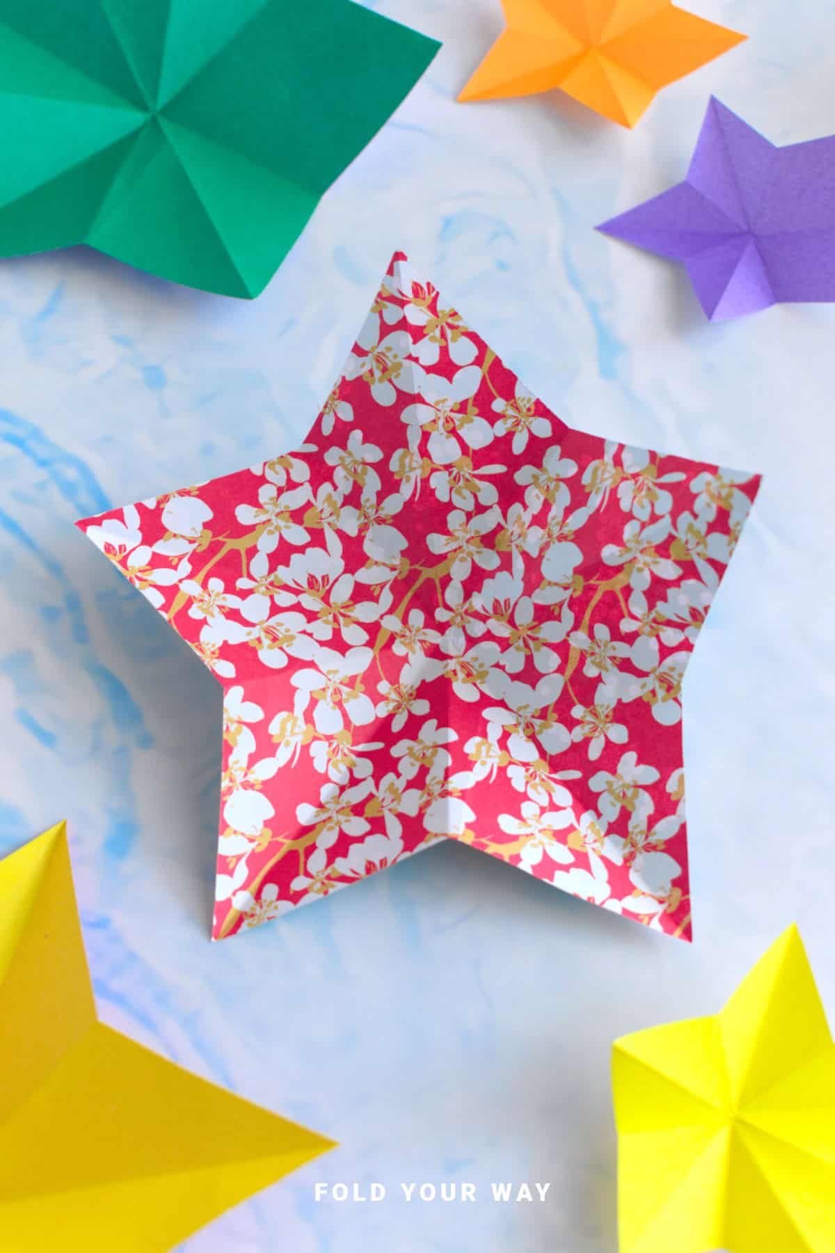 Close up image of a paper star.