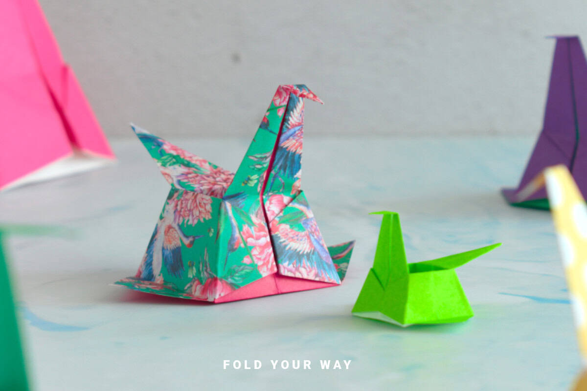 Close up image of origami crane boxes.
