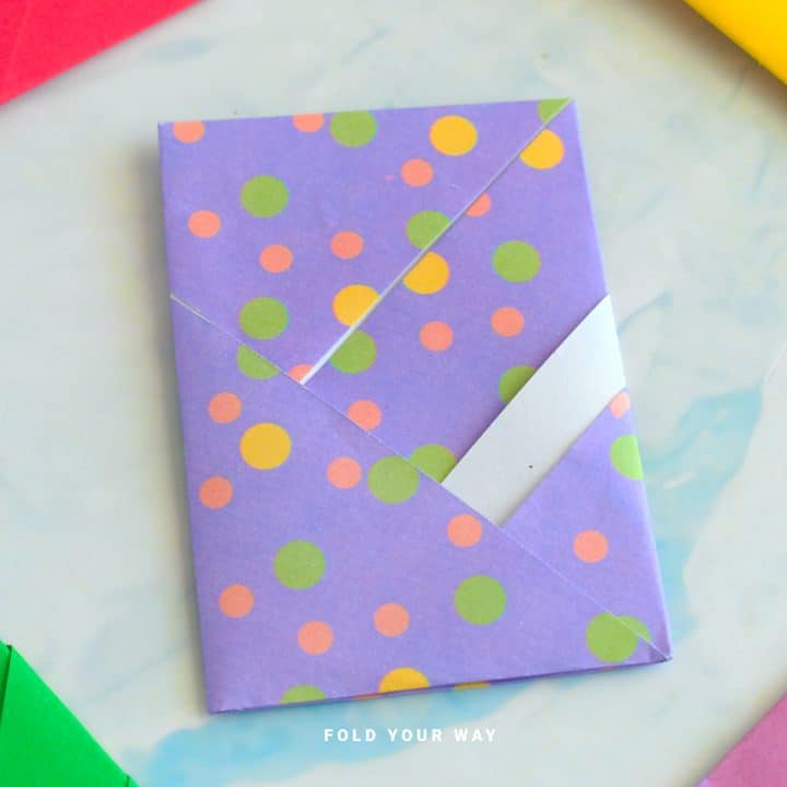 Close up image of an origami envelope.