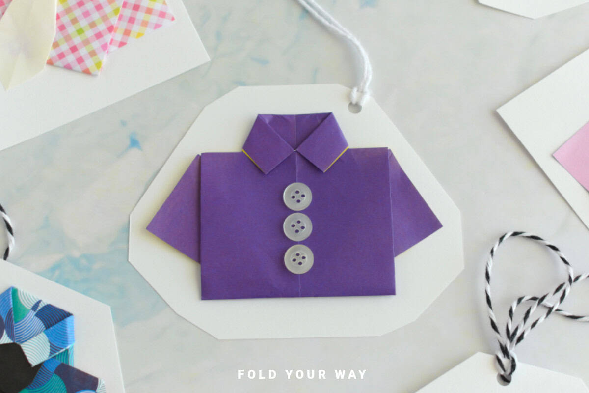 Purple shirt gift tag.