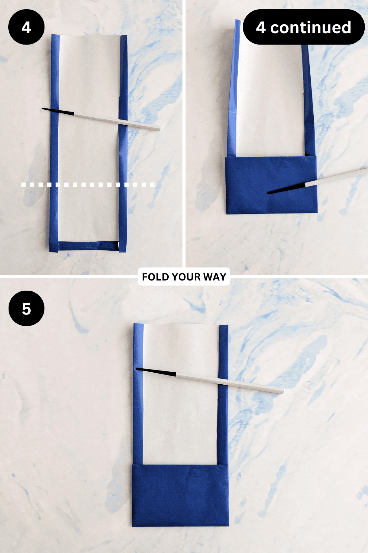 Steps 4 to 5 for folding an envelope with fan.