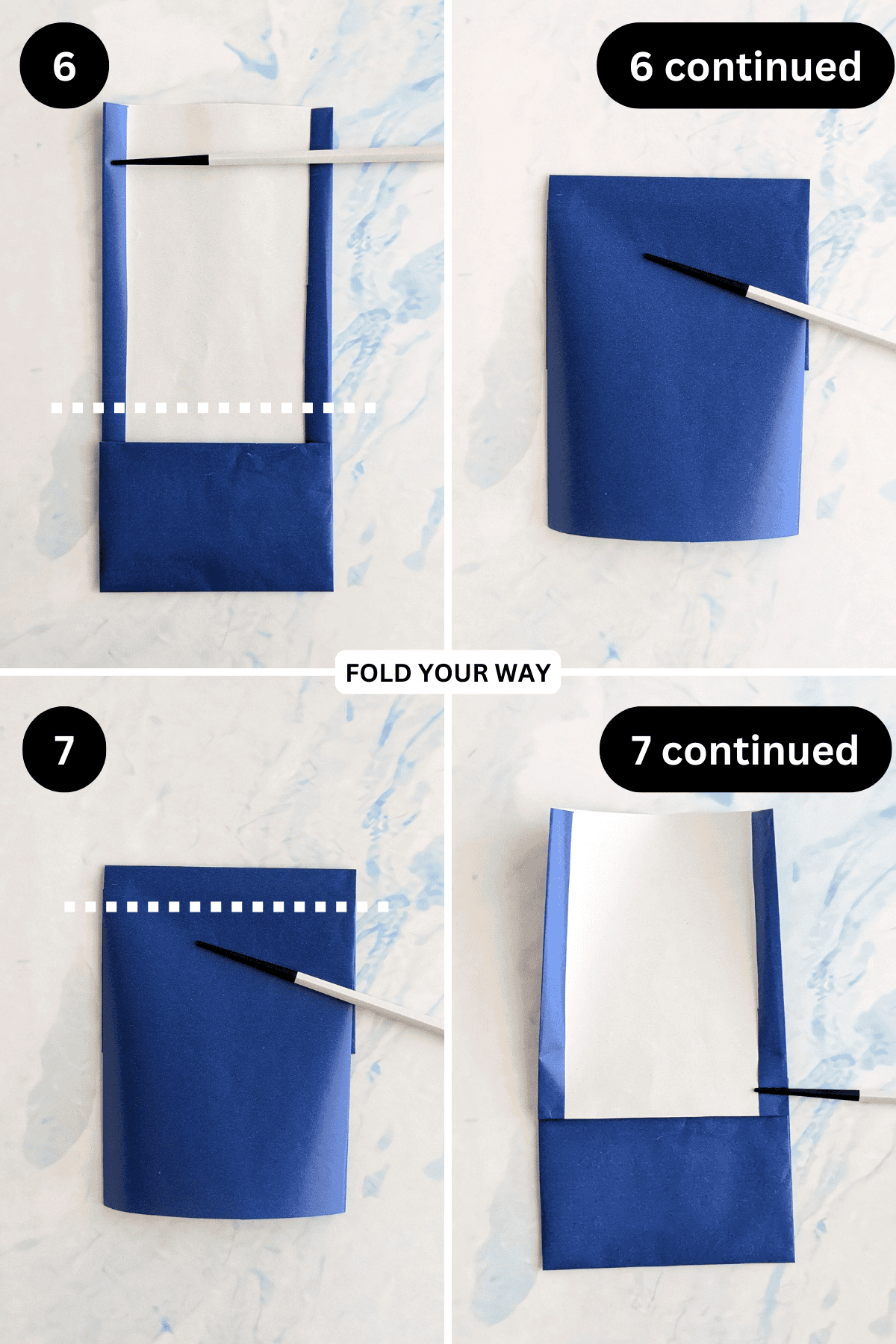 Steps 6 to 7 for folding an envelope with fan.