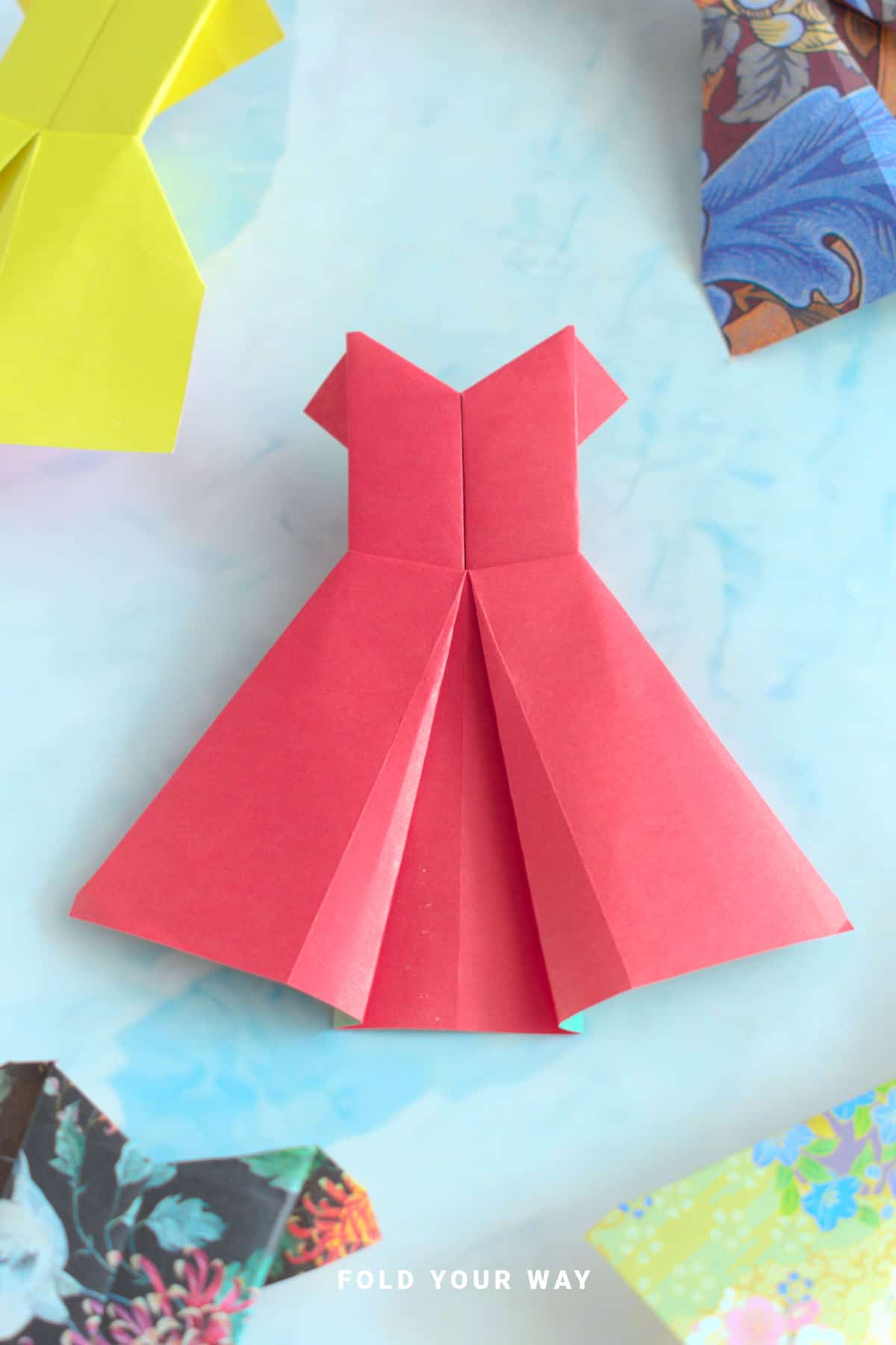 Red origami dress.