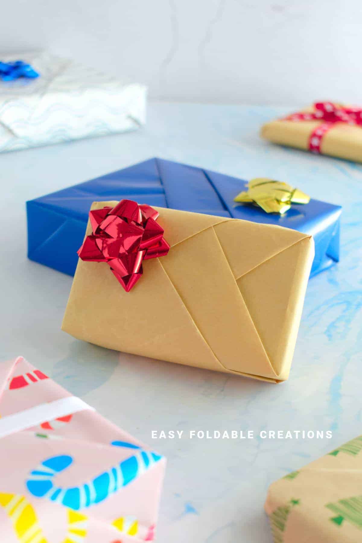 Pleated gift wrapping.