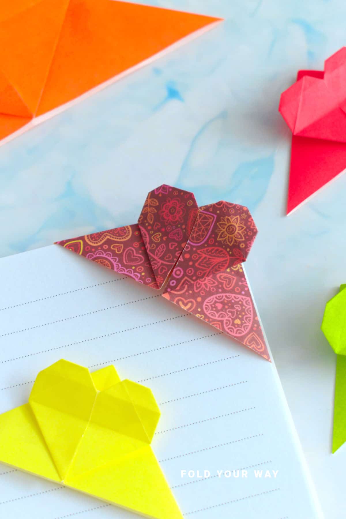 Origami heart bookmark.