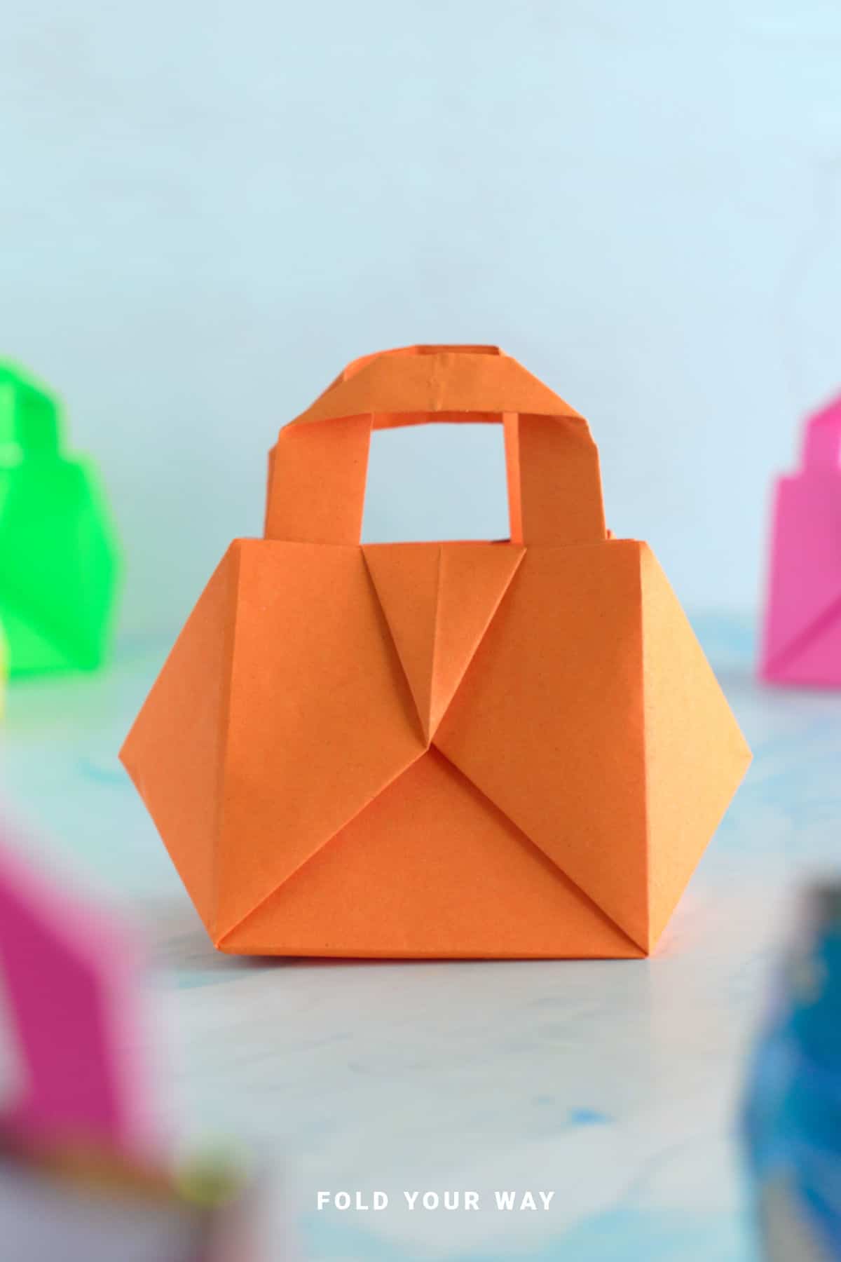 Orange paper gift bag.