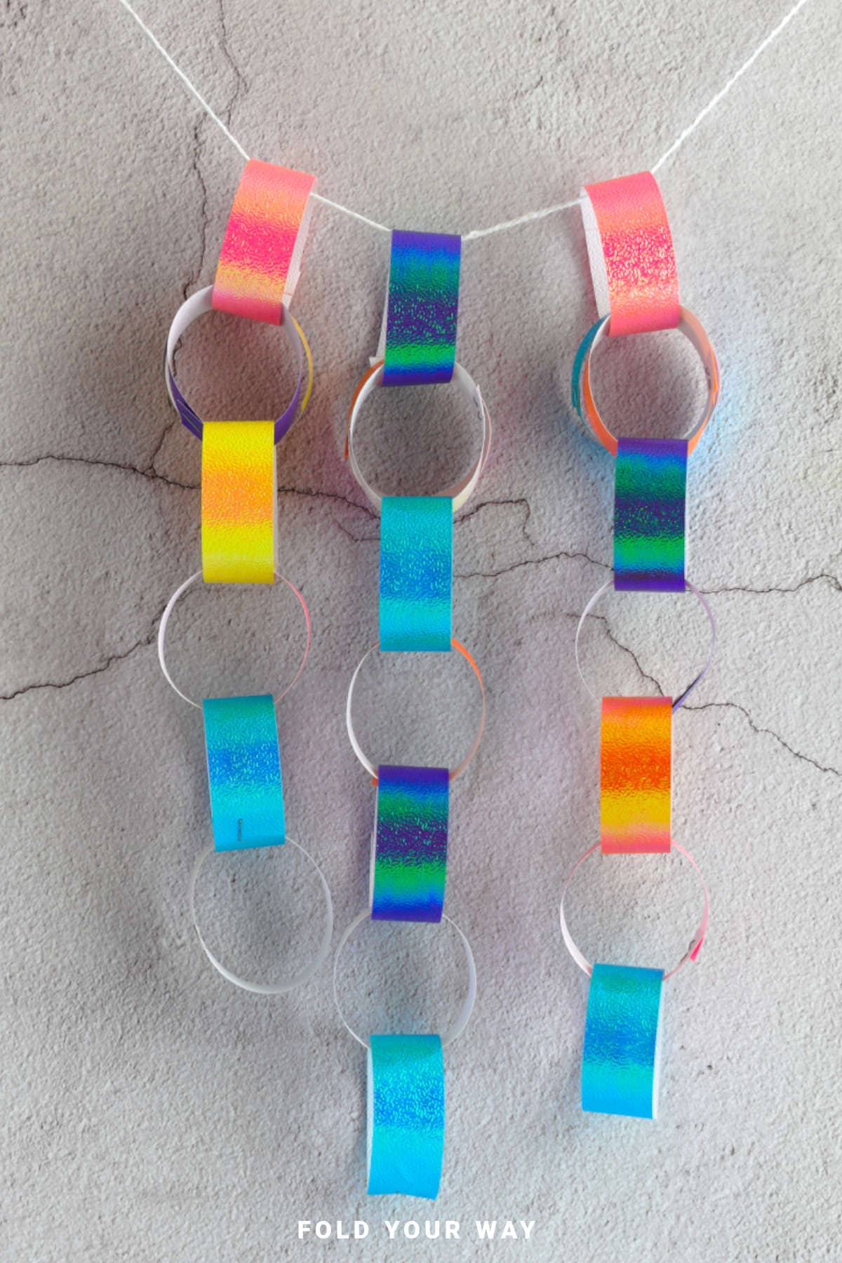 Hanging paper chains.