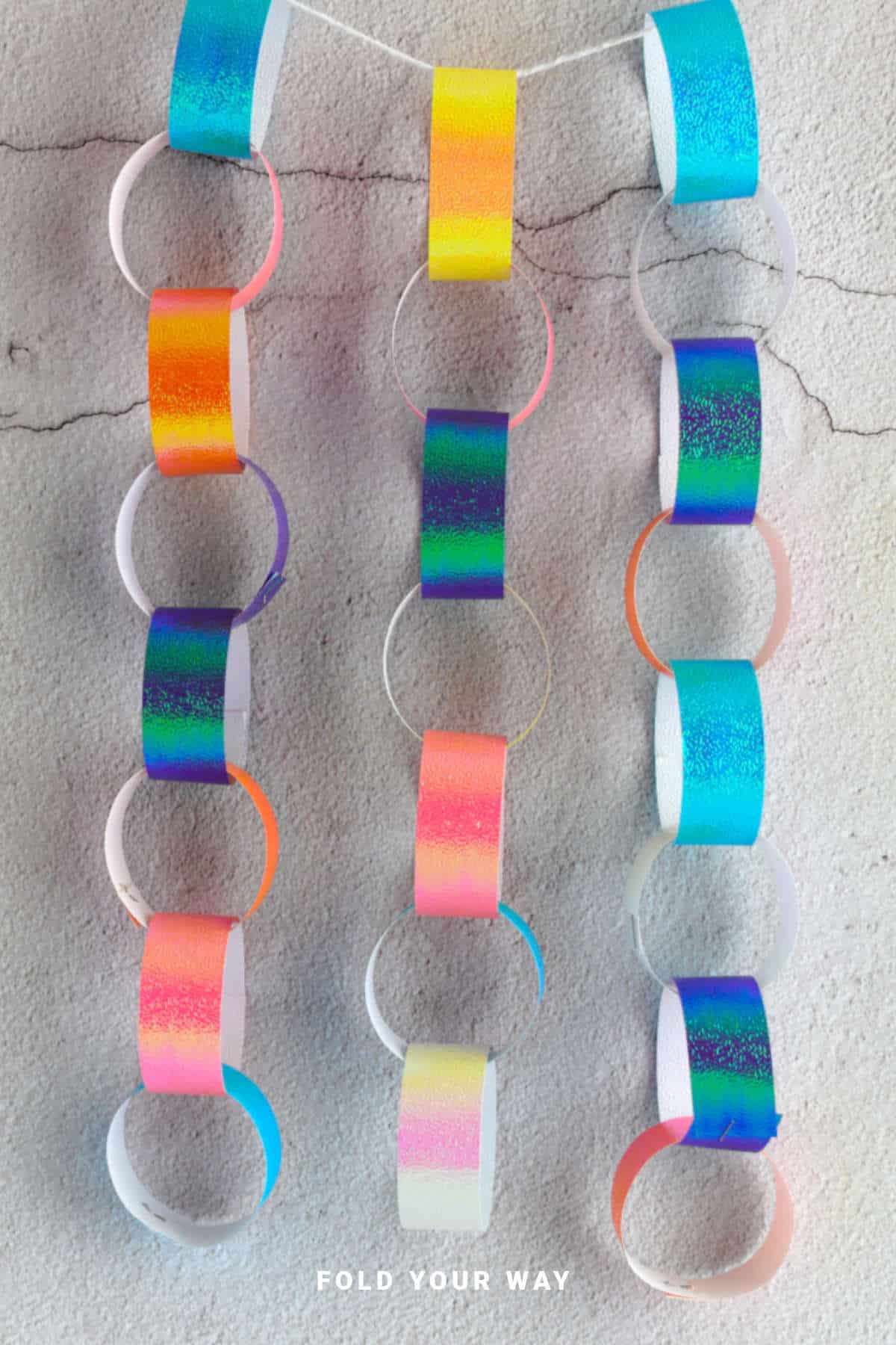 Close up image of paper chains.