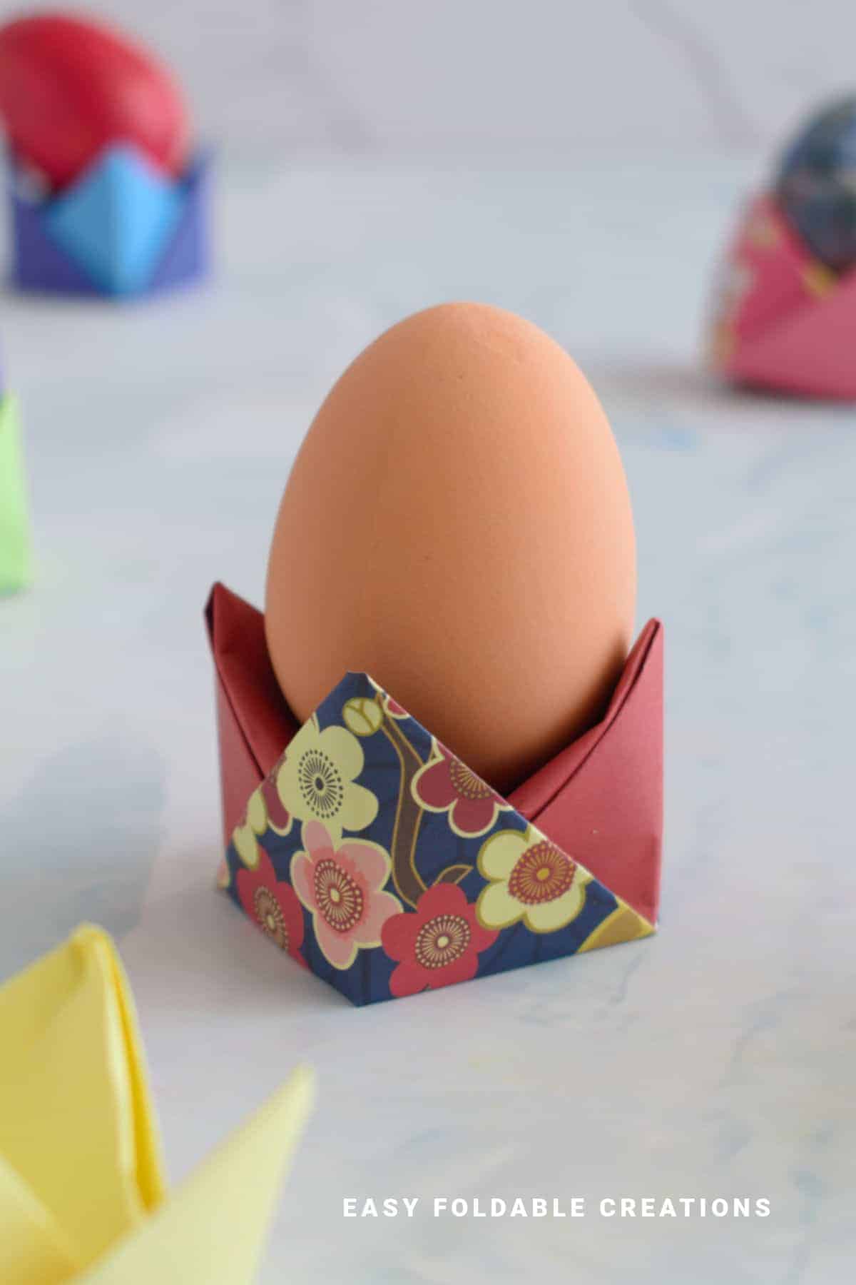 Origami egg cup.