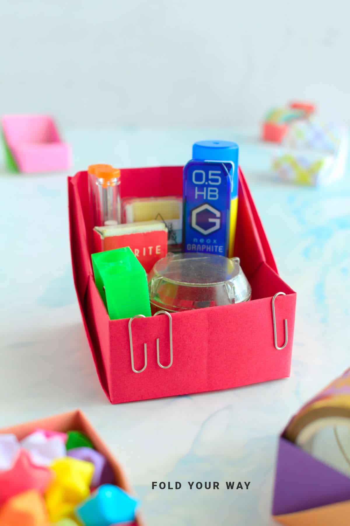Origami desk organizer.