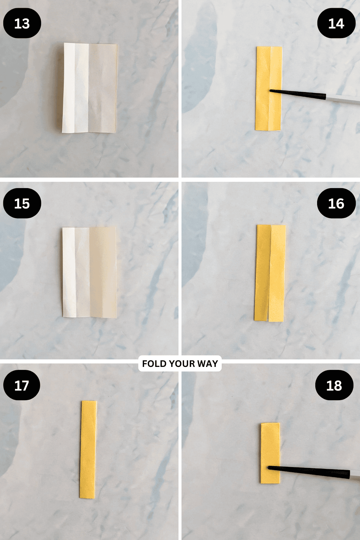 Steps 13 to 18 for folding mini paper handles.