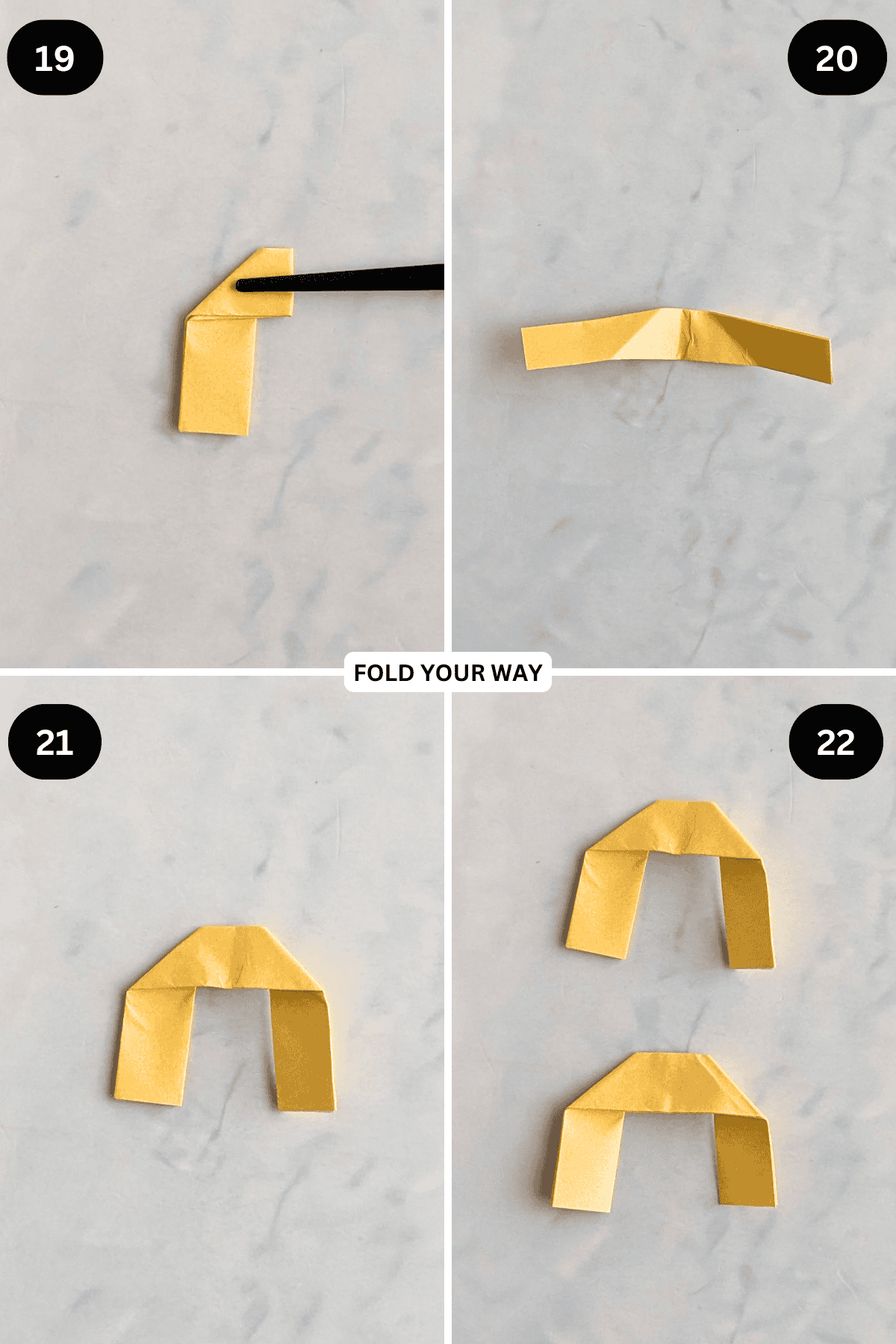 Steps 19 to 22 for folding mini paper handles.