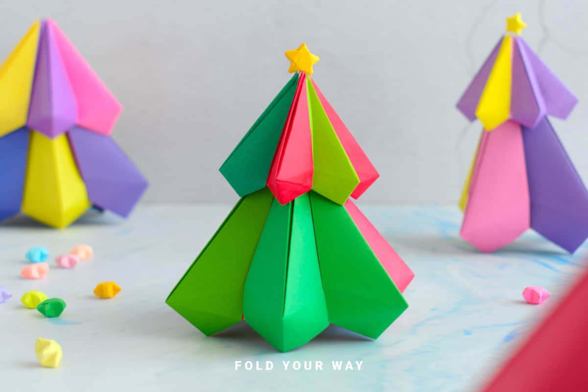 Modular origami Christmas tree.