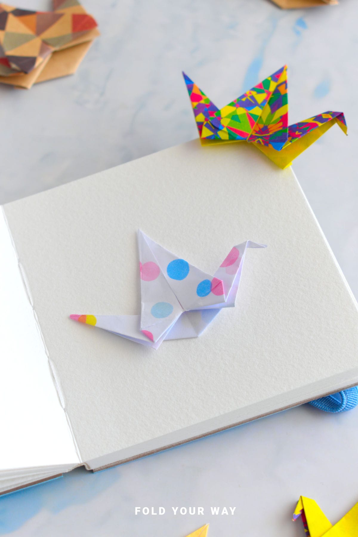 Crane origami bookmark.