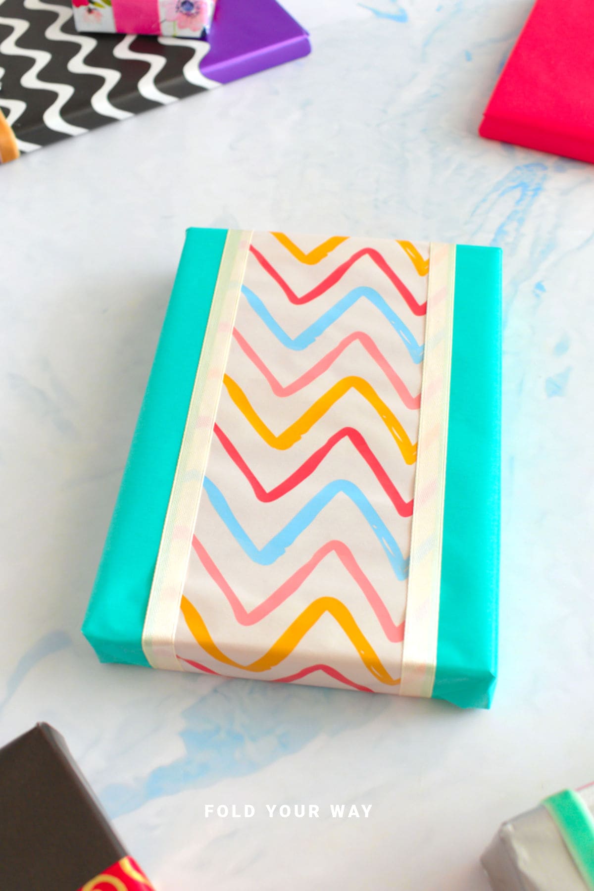 Layered gift wrapping idea.