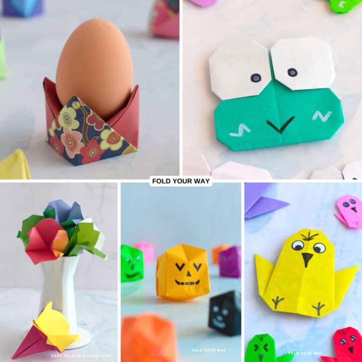 Origami collage of kids projects.