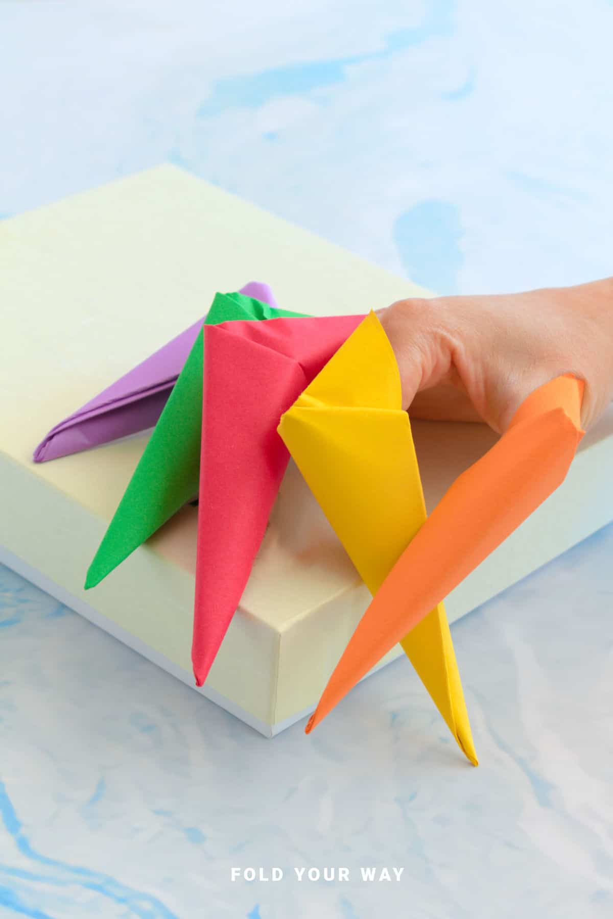 Origami paper claws.