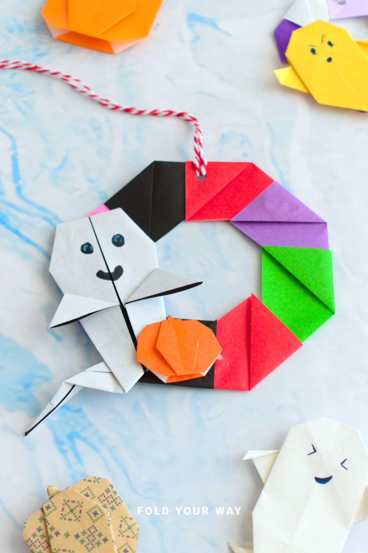 Paper origami wreath.