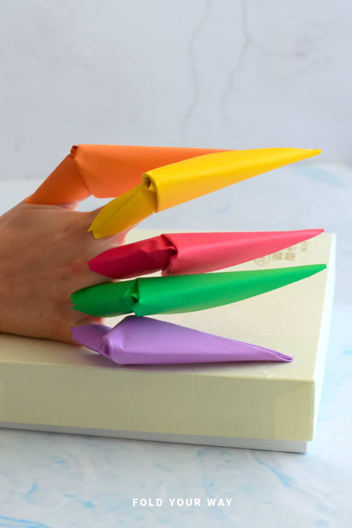 Origami paper claws.