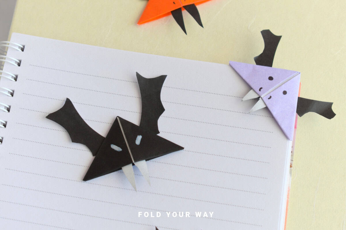 Bat origami bookmarks.