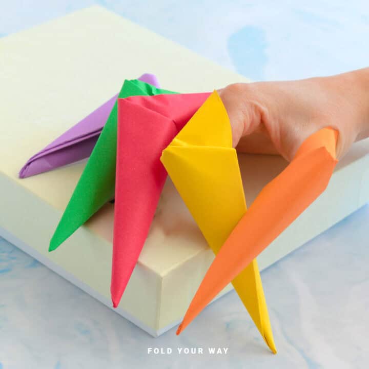 Close up image of origami claws.