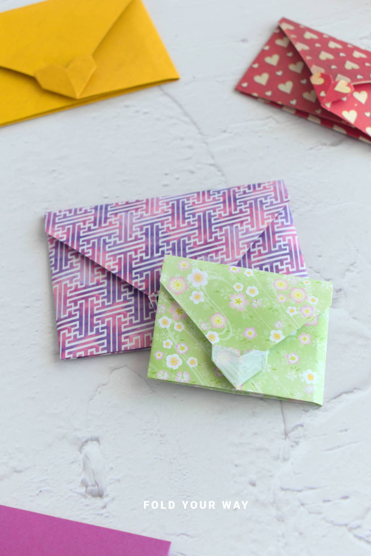 Origami envelope with heart.