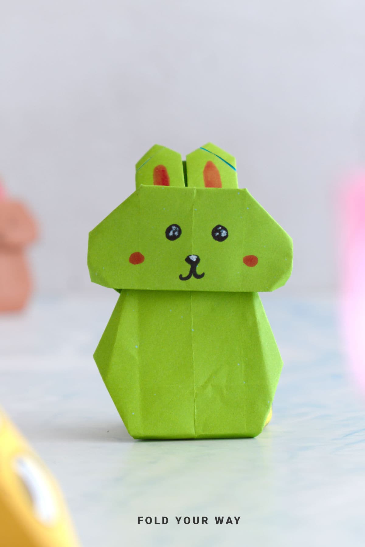 Green origami bunny.