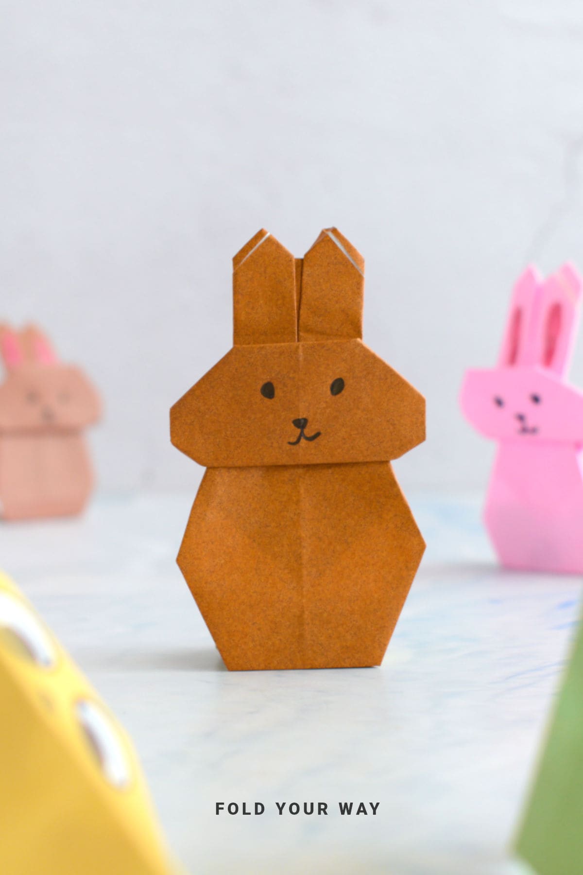 Brown origami rabbit.
