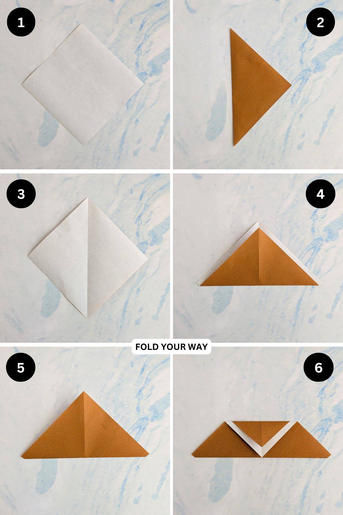Steps 1 to 6 for folding an envelope.