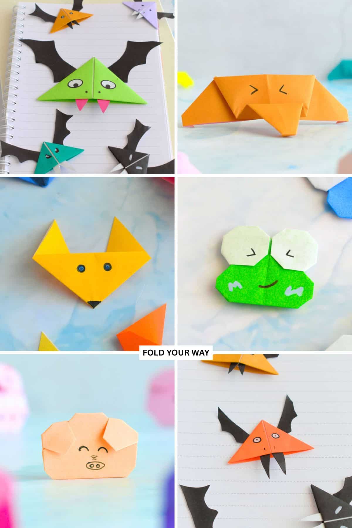 Cute origami animal faces.