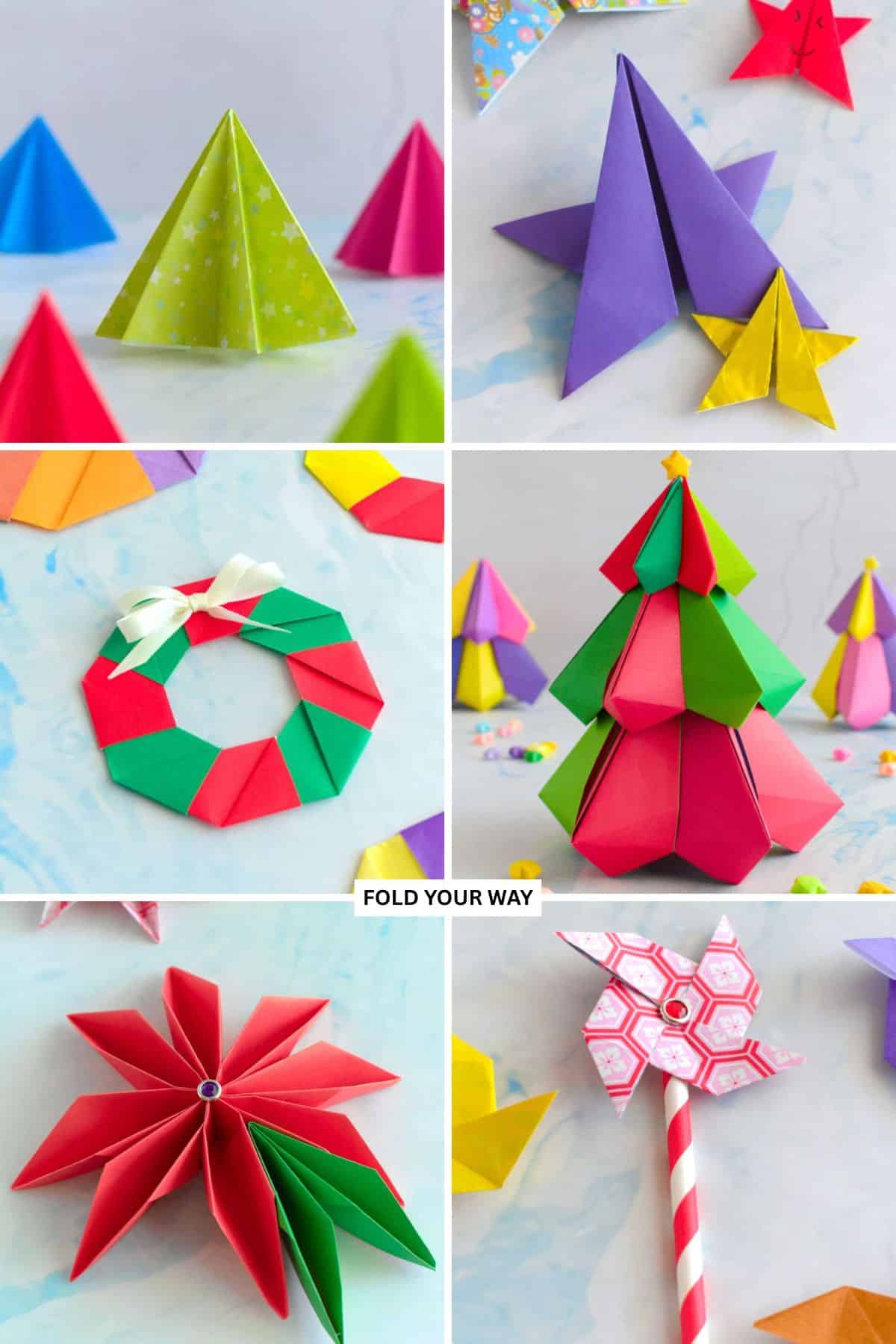 Christmas origami decorations.