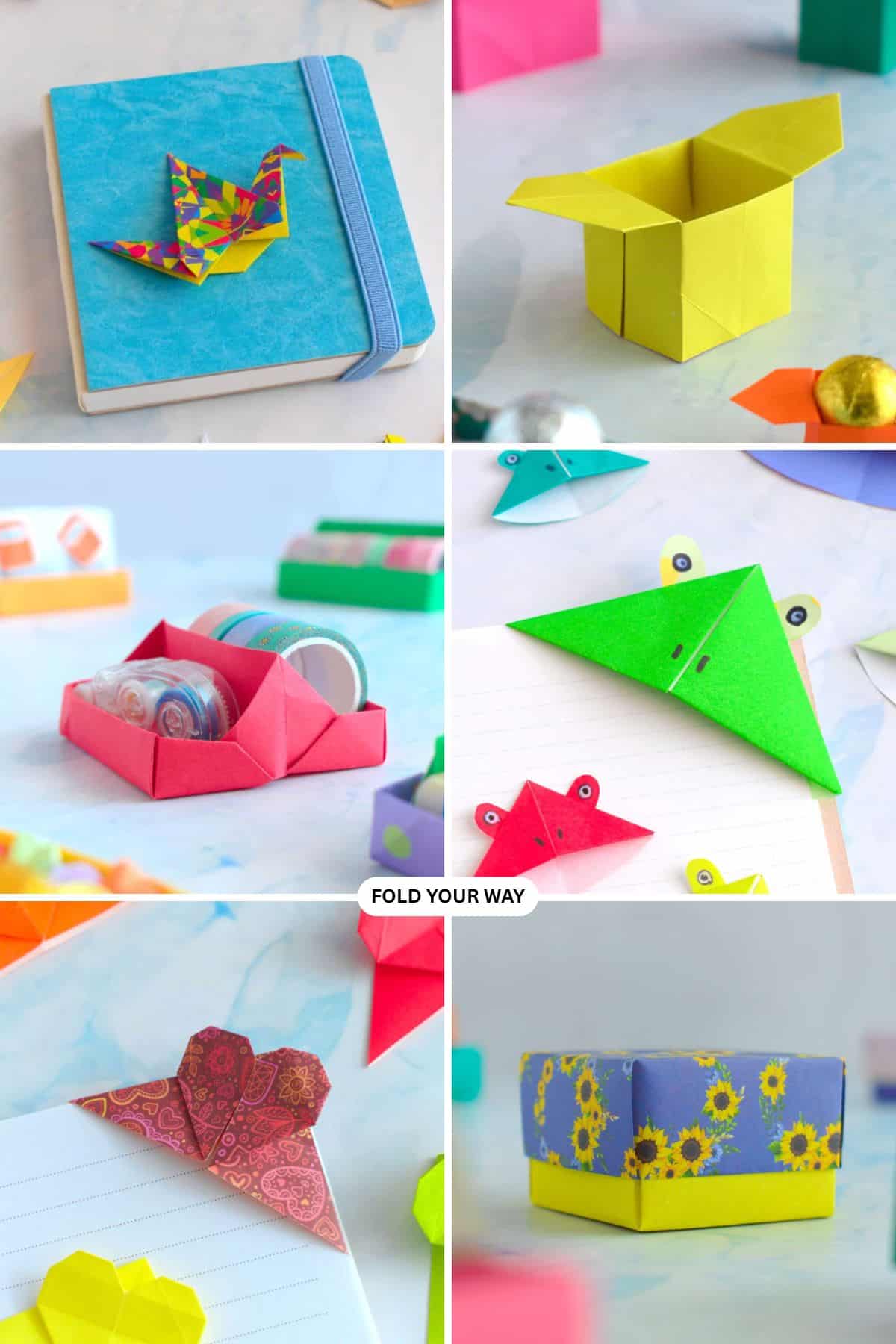 Origami bookmarks and boxes.