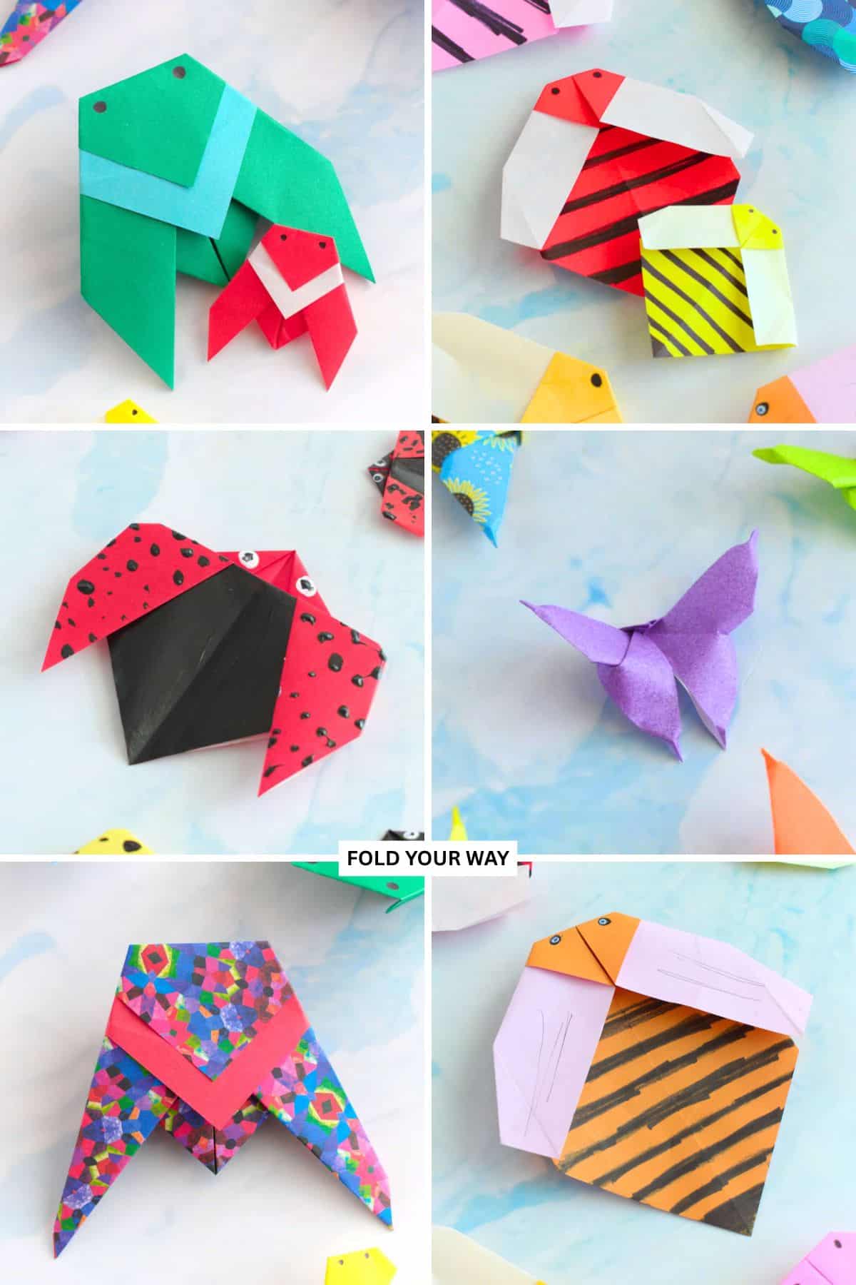 Collage of origami insects.