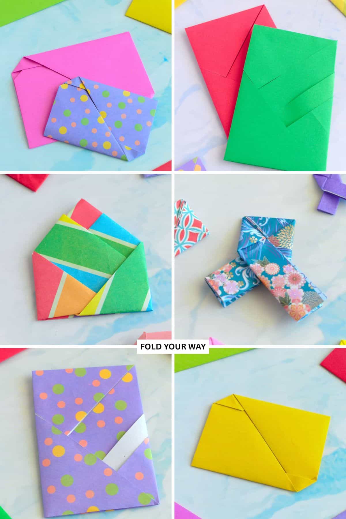 Traditional origami letterfolds.