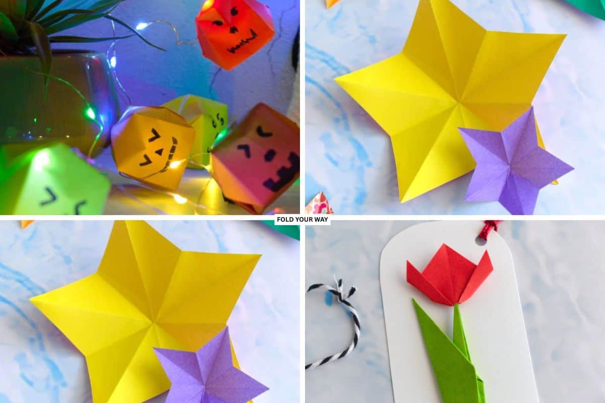 Collage of gift tags, garlands, and gift toppers.
